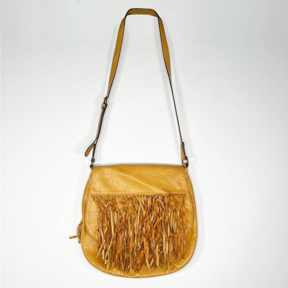 Axcess Fringe Boho Tan Vegan Leather Suede Crossbody Bag Handbag